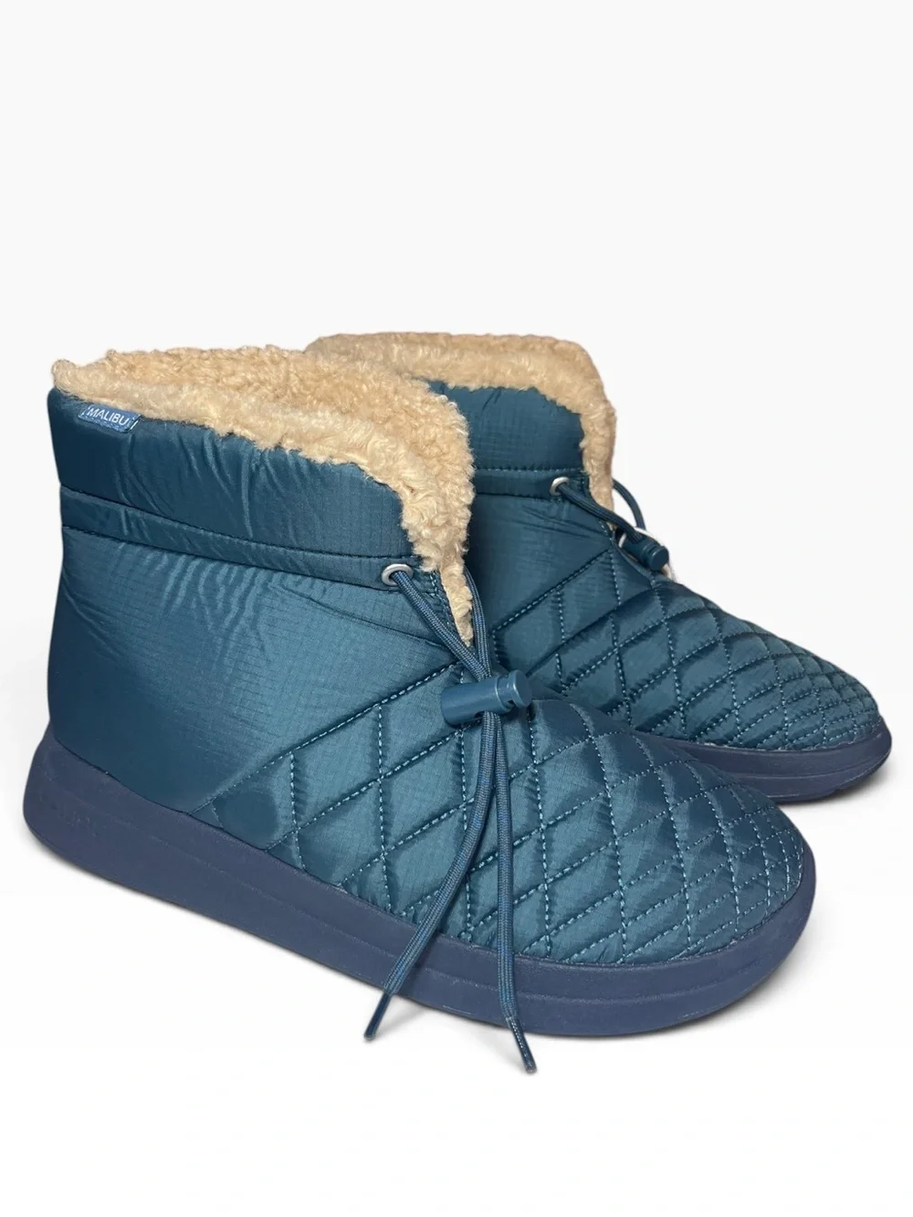 Malibu Sandals Chukka Boots Blue Vegan Drawstring Quilted Shoes Mens US 8 NEW